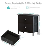BOLUO Black Nightstands Set of 2, 2 Drawer Dresser for Bedroom Night Stand Small Nightstands End Table with Fabric Drawers Modern BOLUO
