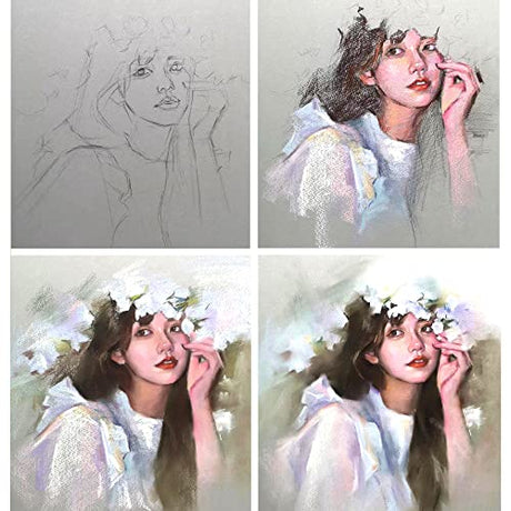 KALOUR Pro Pastel Chalk Colored Pencils,Set of 50 Colors,Color Charcoal Pencils for Drawing Sketching Coloring Shading,Art Supplies for Adults KALOUR