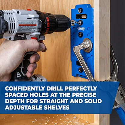 Kreg KMA3225 Shelf-Pin Jig 1/4" (6 mm) - Shelf Pin Drilling Jig - Create Perfect Holes for Wobble-Free Shelves - Drill Guide for Straight Holes - WoodArtSupply