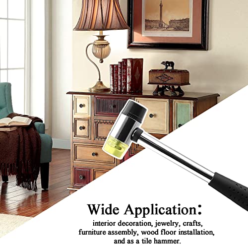 Cionyce Rubber Mallet Hammer, 25mm Dual Head Soft Mallet Hammer Nylon Rubber Hammer, Metal Mallet with 2pc Conversion Head for Jewelry, Leather Cionyce