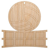 Volleyball and Net Unfinished Craft Wood Holiday Christmas Tree DIY Pre-Drilled Ornament Sniggle Sloth