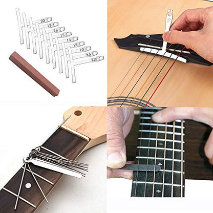 72PCS Guitar Tool Kit，Professional Guitar Repairing Maintenance Tool Kit with Guitar Strings Picks Bridge Pins Gauge Guitar Accessories Gift for - WoodArtSupply