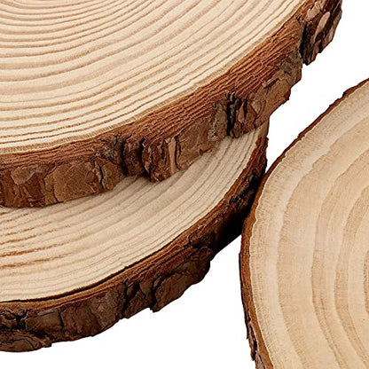 JOIKIT 5 PCS 8-9 Inch Unfinished Woods Slices, Natural Round Rustic Wood Slices for Centerpieces, Wooden Circles for DIY Craft, Christmas, Rustic - WoodArtSupply