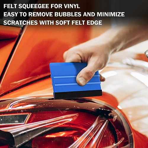 WRAPXPERT Blue Felt Squeegee,2 Pcs Squeegee for Vinyl,Medium Hardness Vinyl Squeegee Scraper Tool Kit for Crafts Car Wrap Window Tint Wallpaper Glass - WoodArtSupply