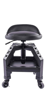 JEGS Heavy-Duty Swivel Shop Stool | 330 lb. Capacity | Steel Frame | Black Powder Coat Finish | 22 in. to 27.50 in. Height Adjustment | 16 in. JEGS