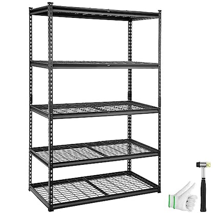 VEVOR Storage Shelving Unit, 5-Tier Adjustable, 2000 lbs Capacity, Heavy Duty Garage Shelves Metal Organizer Wire Rack, Black, 48" L x 24" W x 72" H - WoodArtSupply