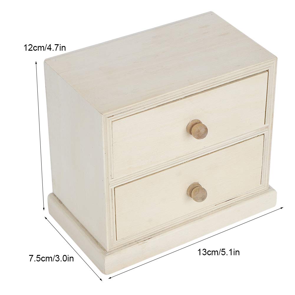 HERCHR Natural Wooden Desktop Organizer, Unfinished Wood Drawer Organizer with 2 Drawers Mini Storage Drawers for Office Desk Organizer, DIY Project HERCHR