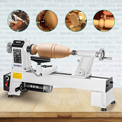 CXRCY 12" x 18" Wood Lathe, Benchtop Wood Lathe Machine 3/4 HP Infinitely Variable Speed 650-3800 RPM with Goggle & 3 Chisels for Woodworking, - WoodArtSupply