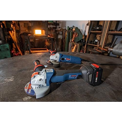 BOSCH GWX18V-50PCB14 18V X-LOCK Brushless Connected-Ready 4-1/2 In. – 5 In. Angle Grinder Kit with (1) CORE18V® 8 Ah High Power Battery,Black - WoodArtSupply