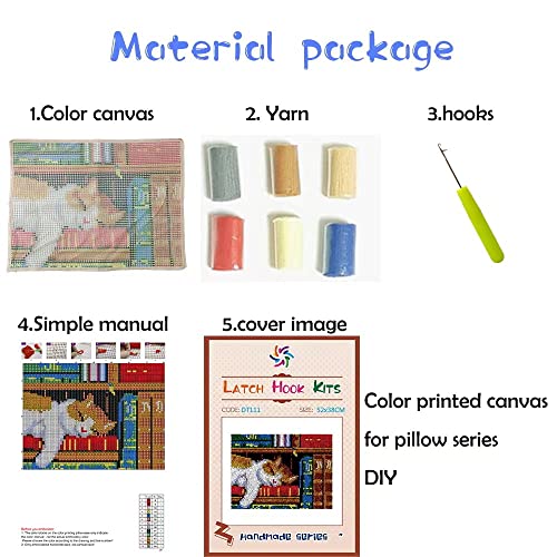 Mushroom Family Latch Hook Rug Kits Cross Stitch Latch Hook Cushion kit Tapertry Embroidery Craft Kits for Beginners DIY Latch Hook Rug Kit Mat WoodArtSupply