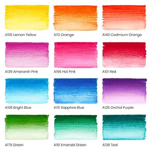 ARTEZA Real Brush Pens, Set of 12, Bright Tones, Blendable Watercolor Markers and 1 Water Brush, Art Supplies for School, Home, and Office