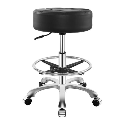 Ainilaily Rolling Stool for Shop Work Medical Tattoo Salon Lash,Heavy Duty Esthetician Hydraulic Chair Stool with Wheels (Black,with Foot Rest) - WoodArtSupply