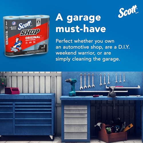 Scott® Shop Towels Original™ (75143), Original Blue Shop Towels, 9.4"x11" sheets, 10 Packs of 3 Rolls (55 Towels/Roll, 30 Rolls/Case, 1,650 SCOTT SHOP ORIGINAL