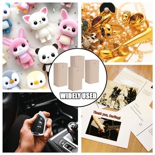 RHBLME 4 Pack Unfinished Wood Box with Sliding Lid, 7.87" x 3.94" x 3.15" Wooden Keepsake Box Storage Box, Rustic Wood Gift Boxes for Art Hobbies RHBLME