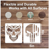 Skull Stencils for Painting On Wood Flame Skeleton Hand Finger Fire Templates for Airbrushing Art Crafts Plastic Reusable Wood Burning Stencils for Pkqon