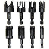 Eyech 8Pcs Wood Plug Cutter, Carbon Steel Straight and Taper Claw Drill Bit Set Woodworking Hole Saw Cutting Tool 1/4" 3/8" 1/2" 5/8" (Metric 6mm Eyech