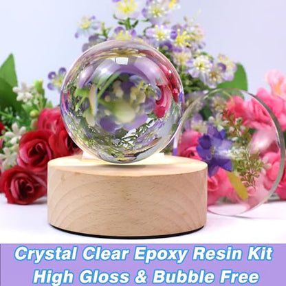 16oz Epoxy Resin - Crystal Clear Epoxy Resin, Epoxy Resin Kit No Bubbles Odor & Yellowing, Self Leveling 1:1 Mix Resin for DIY Jewelry, Table Top,