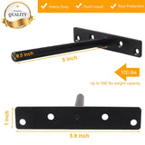 Blind Floating Shelf Brackets 5 Inch - DIY Heavy Duty Wall Shelf Brackets, Solid Steel Matte Black Hidden Support with Hardware for Custom Wood YMDparts