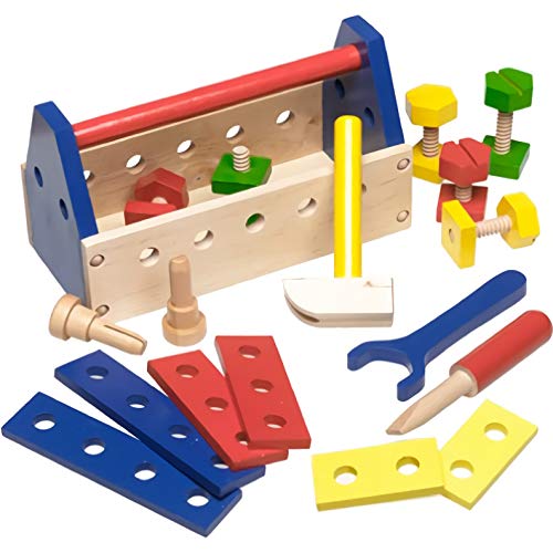 Melissa & Doug Take-Along Tool Kit Wooden Toy Set & 1 Scratch Art Mini-Pad Bundle (00494) Melissa & Doug