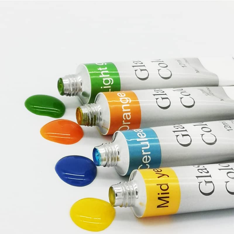 Stain Glass Paint, Non-Toxic Window Paint, Permanent Glass Paint Kit, Lacquer Based for Superior Stained Glass Art Paint, Glass Painting with Jinzi