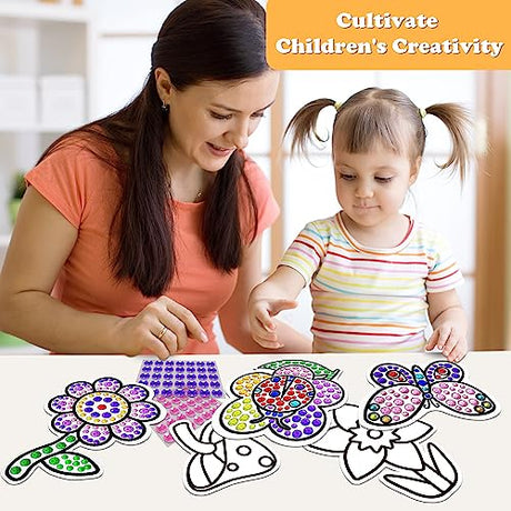 Window Suncatcher Gem Art Diamond Painting Kits for Kids - Fun Arts & Crafts 6 Sheets Flowers Gem Art Painting Kits by Numbers for Girl, Birthday atydkug