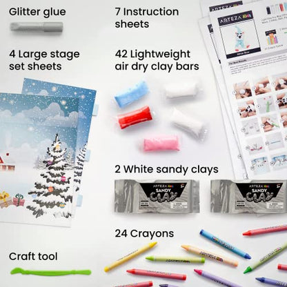 Arteza Kids Air Dry Clay, Winter Wonderland Stage Clay Kit, Craft Supplies for Learning Centers and Educational Playtime, Christmas, Birthday Gifts - WoodArtSupply