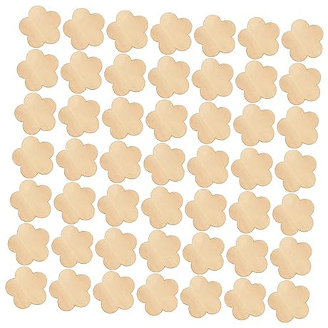 VILLCASE 50pcs Plum Wood Chips Unfinished Wood Circle Wood Flower Slice Ornaments to Decorate DIY Wooden Plaque Flower Gift Tag Wooden Flower Shapes VILLCASE