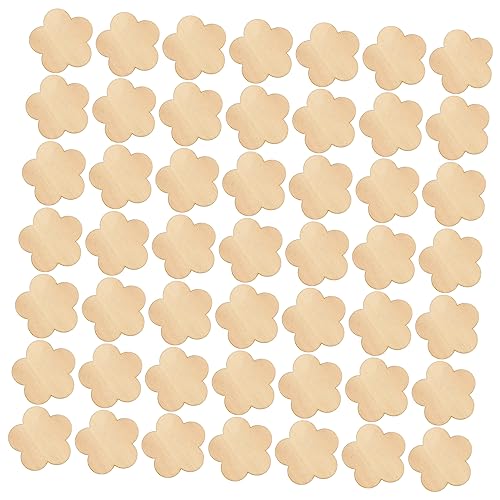 VILLCASE 50pcs Plum Wood Chips Unfinished Wood Circle Wood Flower Slice Ornaments to Decorate DIY Wooden Plaque Flower Gift Tag Wooden Flower Shapes - WoodArtSupply