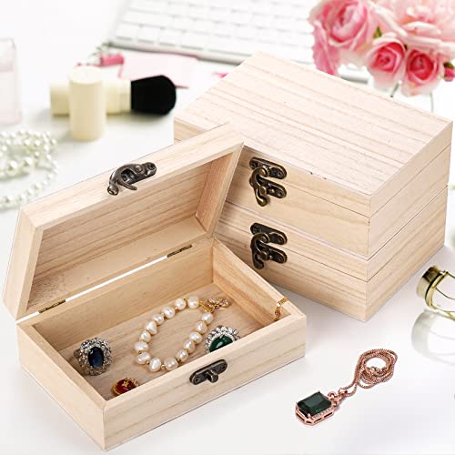 yarlung 8 Pack Unfinished Wooden Boxes for Crafts, 6x4x2 Inch Small Keepsakes Box Jewelry Storage Unpainted DIY Gifts Box for Treasure Chest, Art yarlung