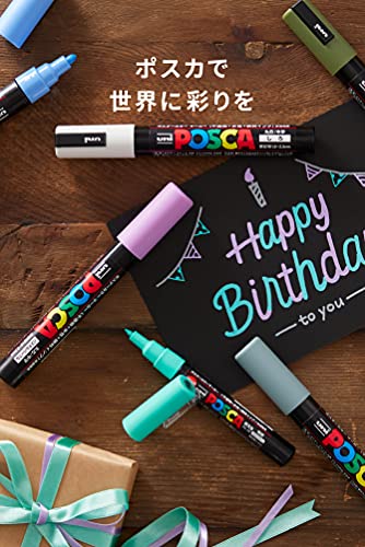 Posca Paint Marker Mixed Size Black&White Marker Pack (Set of 10) , Mitsubishi Uni Poster Color Marking Pen PC-1M, PC-3M, PC-5M, PC-8K, PC-17K +