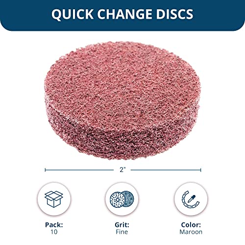 Benchmark Abrasives 2" Quick Change A/O Non-Woven Surface Preparation Wheels for Sanding Polishing Paint Removal with Male R-Type Backing, Use with Benchmark Abrasives