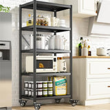 REIBII 5-Tier Heavy Duty Storage Shelves with Wheels - Adjustable Metal Shelving Unit for Garage and Pantry REIBII