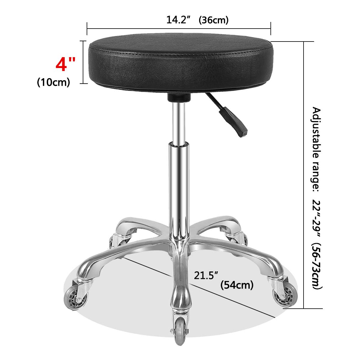 Ainilaily Rolling Stool with Wheels, Heavy Duty Hydraulic Stool for Shop Guitar Lab Tattoo Workbench Medical,Adjustable Massage Swivel Stool Chair