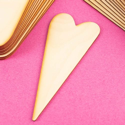 Factory Direct Craft Pack of 24 Unfinished Wooden Folk Heart Cutouts - Blank Wood Heart Shapes DIY Valentine's Day Sweetest Day Craft Projects Made