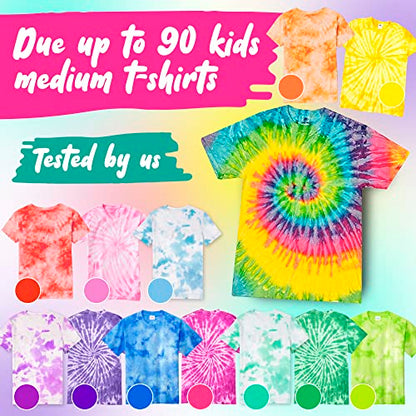 Tie Dye Party Kit for Kids & Adults - 36 Large Tye Dye Bottles with 12 Colors & Tie Dye Powder, Soda Ash, Gloves - Tie Dye Kit for Large Groups - - WoodArtSupply