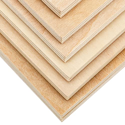 SINJEUN 30 Pack 4 Inch Unfinished Wood Square, 1/4 Inch Thick Wood Discs Blank Wood Square, Wooden Cutouts for Crafts, DIY Projects, Door Hangers, SINJEUN