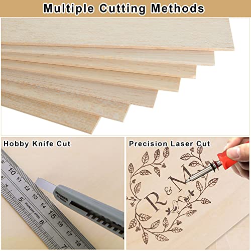 12 Pack 11.8 x 11.8 x 1/8 Inch Balsa Wood Sheets Thin Craft Balsawood Sheets Unfinished Wood Board for Architectural Models Painting Wood Engraving