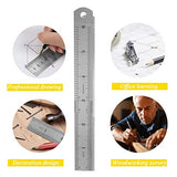 6 Inch Stainless Steel Ruler Flexible Aluminum Ruler for Excellent Precision and Accuracy 2 Pack. Miular