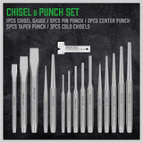 SWANLAKE Punch and Chisel Set, Including Taper Punch, Cold Chisels, Pin Punch, Center Punch (16pcs) SWANLAKE GARDEN TOOLS