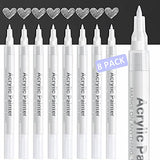 White Paint Pen Acrylic Marker: 8 Pack 0.7mm White Paint Marker for Metal, Art, Wood, Black Paper, Plastic, Ceramic, Metallic, Rock Painting, AKARUED