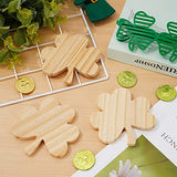 Whaline 8Pcs St. Patrick's Day Wooden Cutouts Unfinished Shamrock Shaped Table Signs Blank Shamrock Pine Wood Slice DIY Shamrock Tiered Tray Decor Whaline
