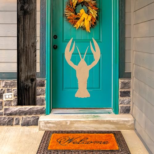 Wooden Crawfish 10 Inch Craft Cutout, Unfinished Wood Animal MDF Shape, Paintable Door Hanger NEXTCraft
