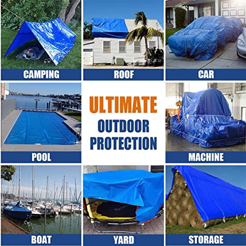 Tarpware 12'x20' White Heavy Duty Waterproof Full Size Tarp, Durable Poly Tarpaulin with Grommets&Reinforced Edges, UV Resistant Tarp Cover for - WoodArtSupply