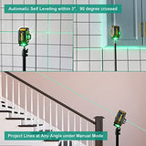 INSPIRITECH Tile Laser Level Self Leveling 3D Alignment Guide,3x360° Horizontal Vertical 12 Cross Lines, Green Beam Lazer Leveler Tool for Floor INSPIRITECH