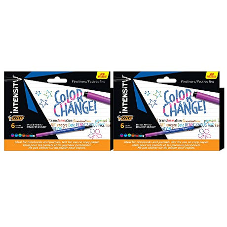 BIC Intensity 12-Pack Color Change 0.4mm Fine Tip Felt Pen with a Unique Color-Changing Technology for Crative Writing BIC