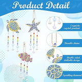Anseal 3 Pack Diamond Art Suncatcher Wind Chime Kits for Adults Kids, Double Sided Crystal Sea Animals Diamond Painting Hanging Ornament Suncatchers Anseal