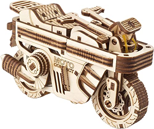 UGEARS Wood Motorcycle Model Kit - Moto Compact Folding Scooter 3D Puzzles for Adults - 3D Puzzle Model Kits for Adults (Rides 6 feet) - UGEARS