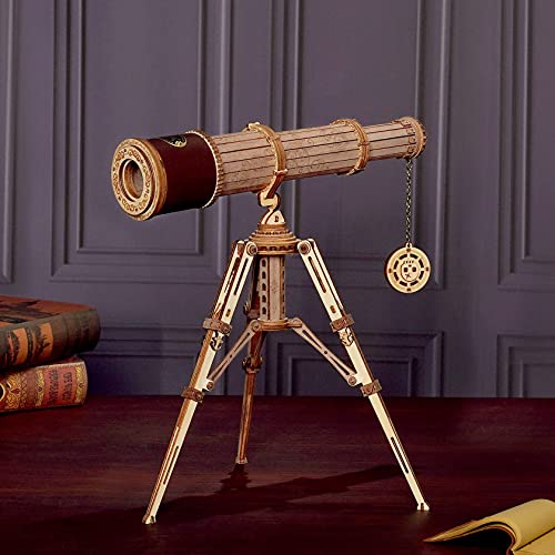 ROBOTIME 3D Puzzles Wooden Craft Kits for Adults DIY Model Monocular Telescope Kit to Build Decent Gift for Adults and Teens - WoodArtSupply