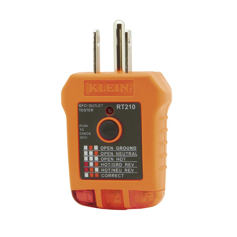 Klein Tools RT210 Outlet Tester, Receptacle Tester for GFCI / Standard North American AC Electrical Outlets, Detects Common Wiring Problems Klein Tools