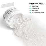 Shining Pearl White Mica Powder - SEISSO Mica Powder for Epoxy Resin (1.76oz/50g Bottle), Dye for Resin Crafting, Soap Making, Paints, Bath Bomb, SEISSO